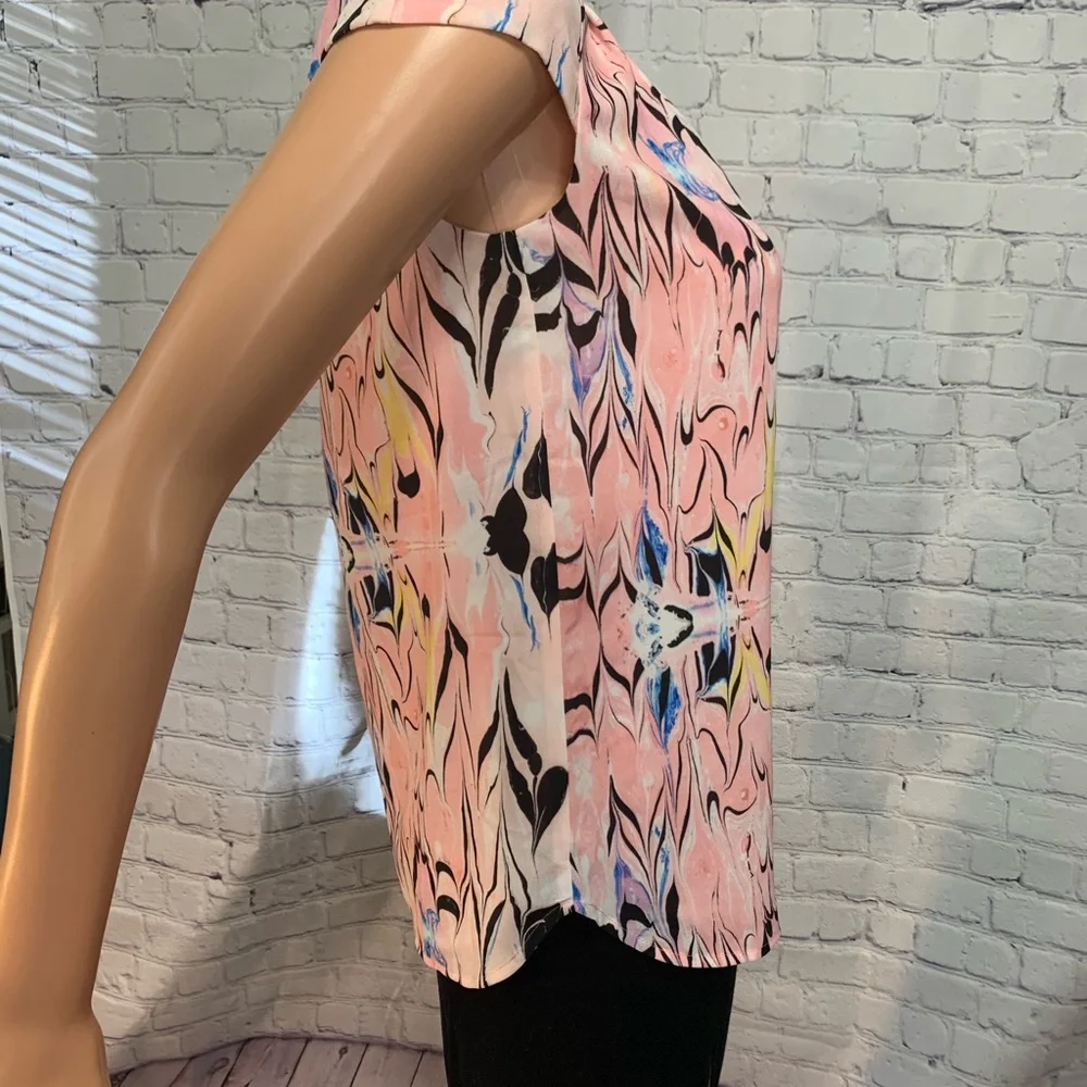 J. Crew Pink design short sleeve business casual blouse top size 00 pink